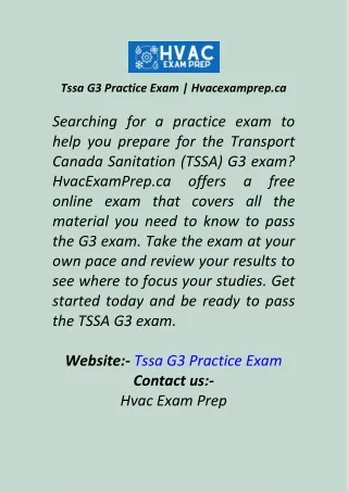 Tssa G3 Practice Exam  Hvacexamprep.ca