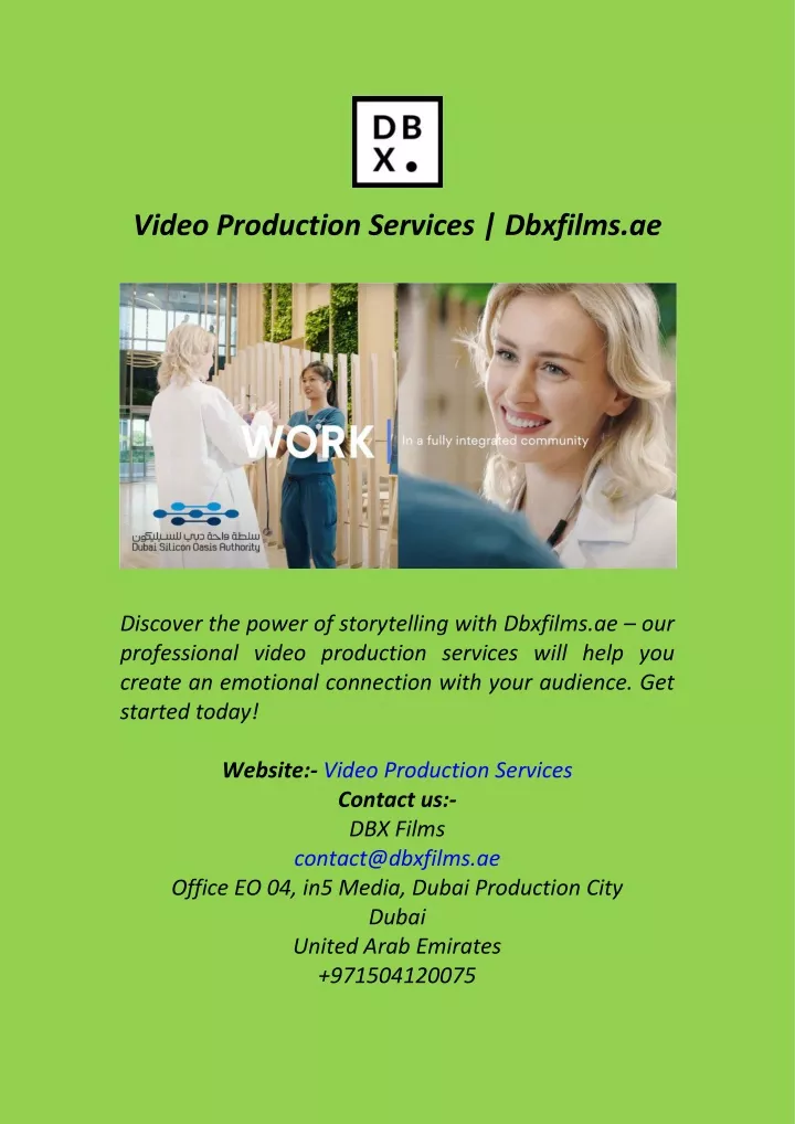 video production services dbxfilms ae