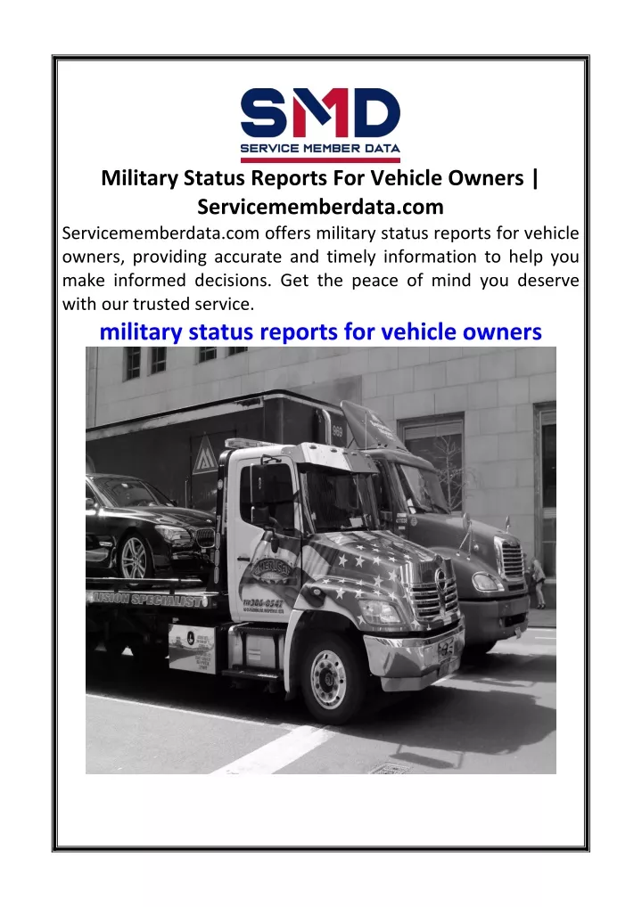 military status reports for vehicle owners