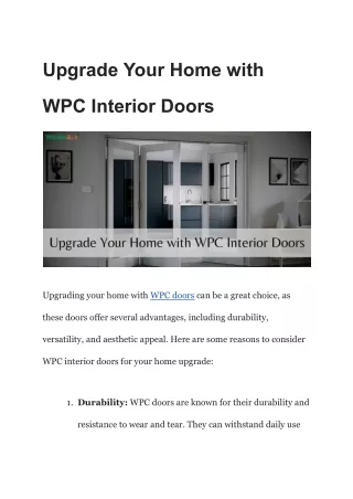 Upgrade Your Home with WPC Interior Doors
