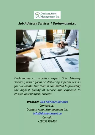 Sub Advisory Services  Durhamasset.ca