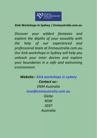Kink Workshops In Sydney  Enmaustralia.com.au