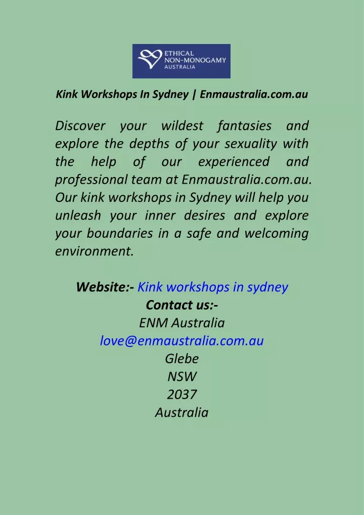 kink workshops in sydney enmaustralia com au