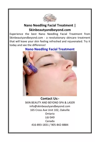Nano Needling Facial Treatment  Skinbeautyandbeyond.com