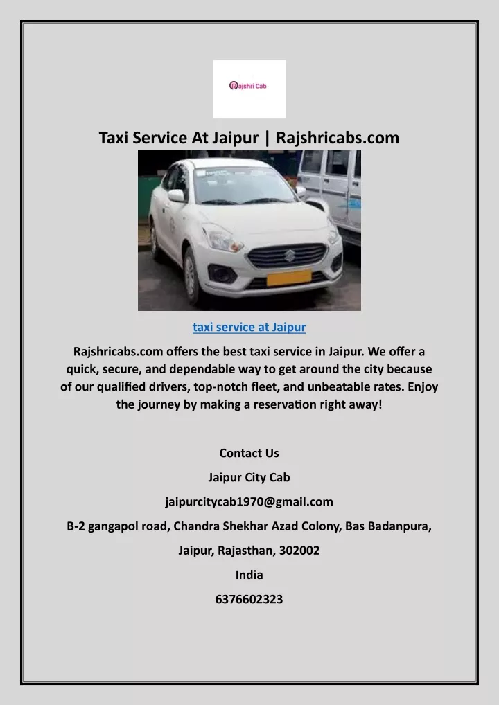 taxi service at jaipur rajshricabs com