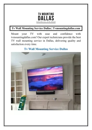 Tv Wall Mounting Service Dallas  Tvmountingdallas
