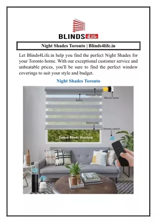 Night Shades Toronto  Blinds4life.in
