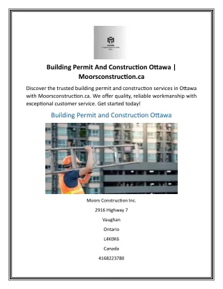 Building Permit And Construction Ottawa  Moorsconstruction.ca