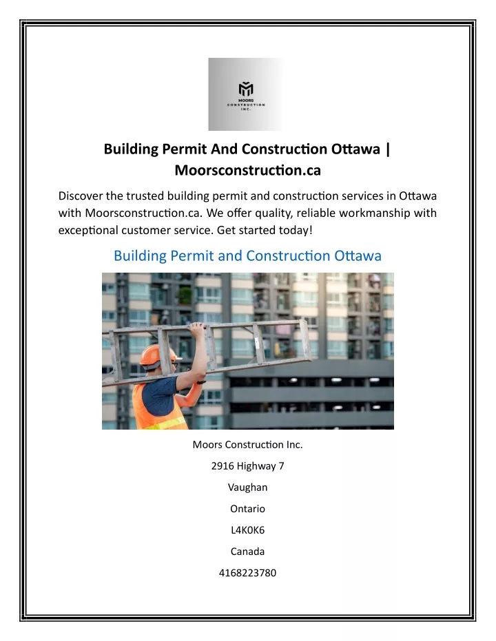 building permit and construction ottawa