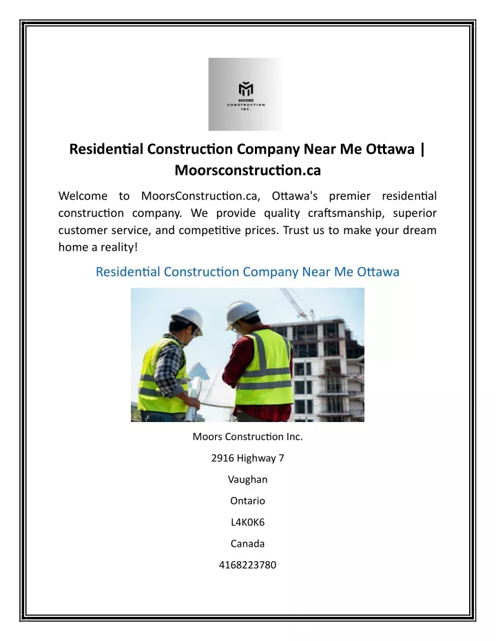 residential construction company near me ottawa