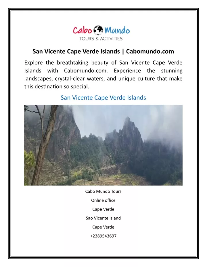 san vicente cape verde islands cabomundo com