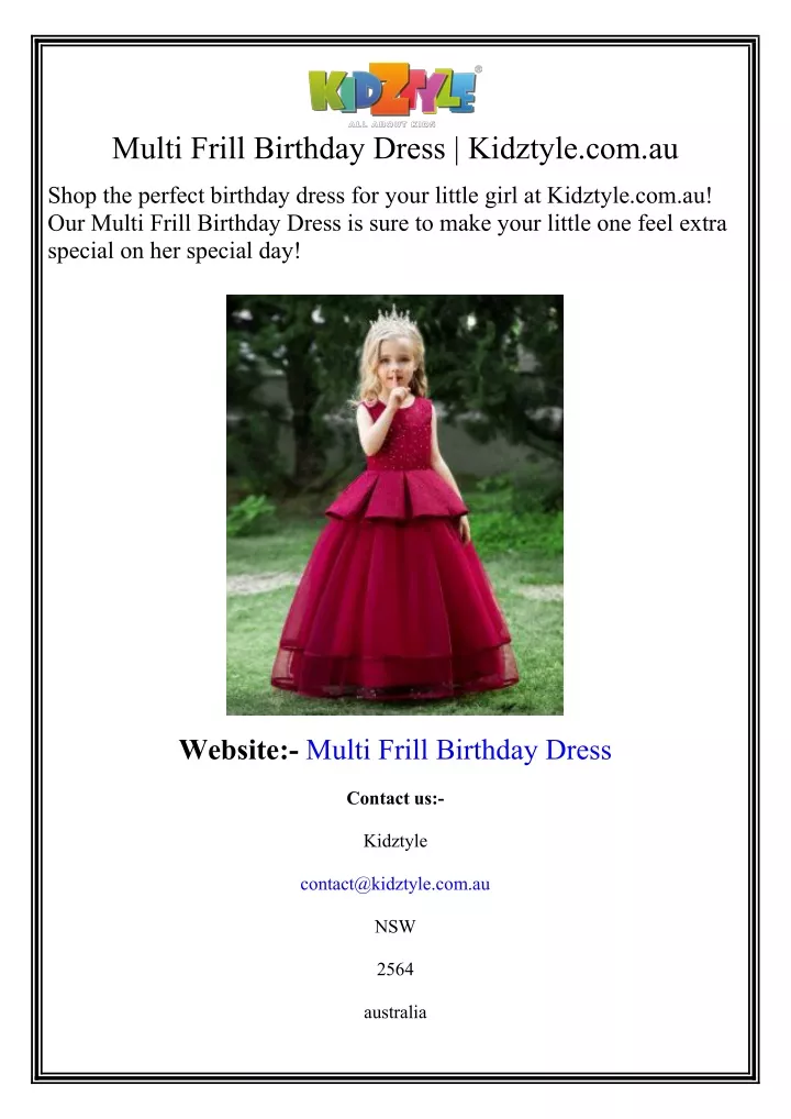 multi frill birthday dress kidztyle com au
