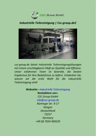 Industrielle Teilereinigung  Csc-group.de
