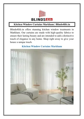 Kitchen Window Curtains Markham  Blinds4life.in