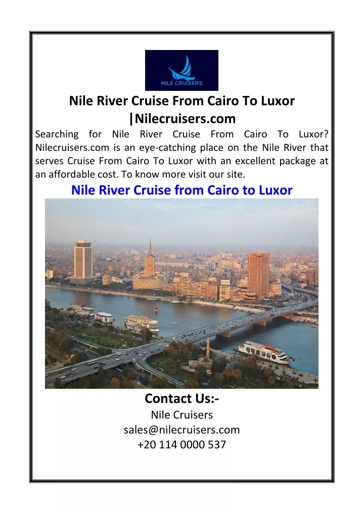 nile river cruise from cairo to luxor