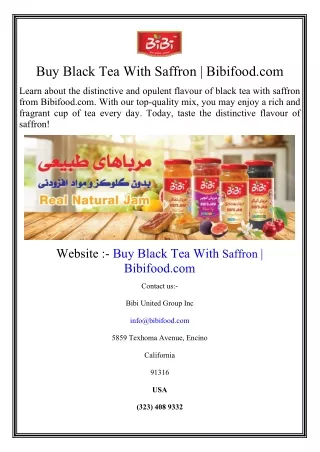 Buy Black Tea With Saffron | Bibifood.com