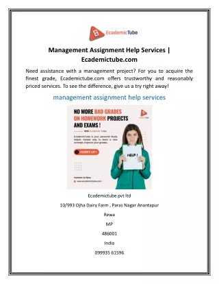 Management Assignment Help Services Ecademictube.com