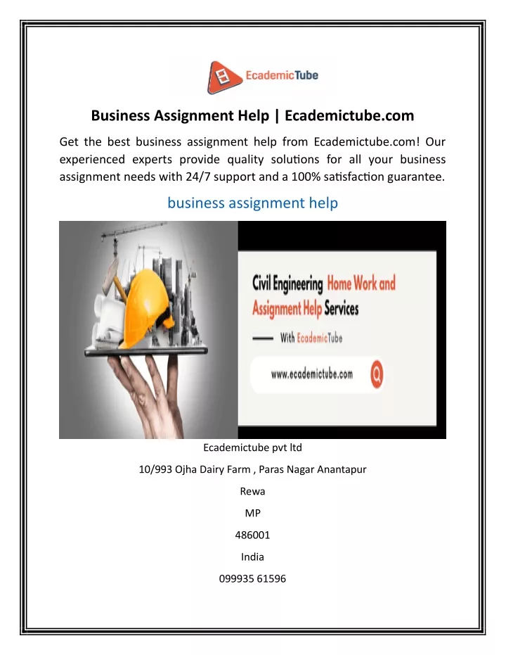 business assignment help ecademictube com