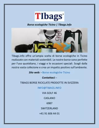 Borse ecologiche Ticino  Tibags.info