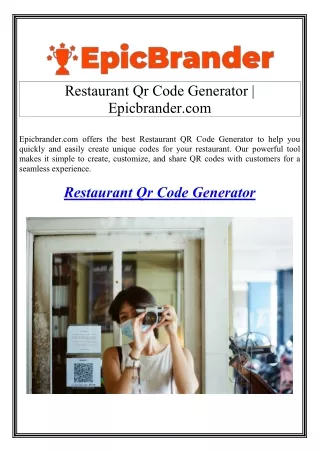 Restaurant Qr Code Generator  Epicbrander.com