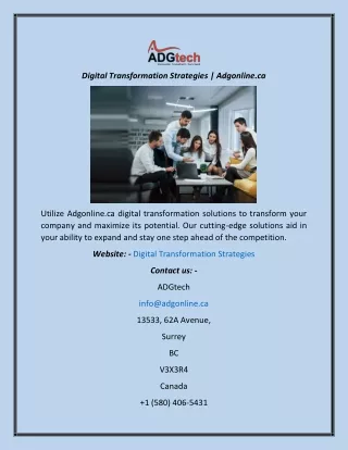 Digital Transformation Strategies  Adgonline.ca