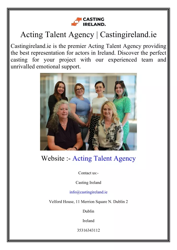 acting talent agency castingireland ie