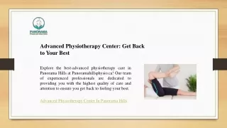 Advanced Physiotherapy Center- Get Back to Your Best