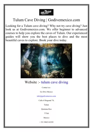 Tulum Cave Diving | Godivemexico.com