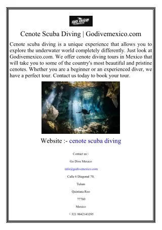 Cenote Scuba Diving | Godivemexico.com