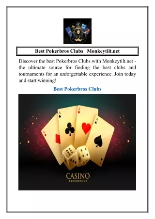 Best Pokerbros Clubs  Monkeytilt.net