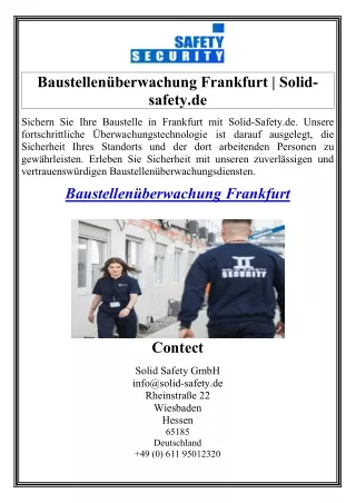 Baustellenüberwachung Frankfurt  Solid-safety.de