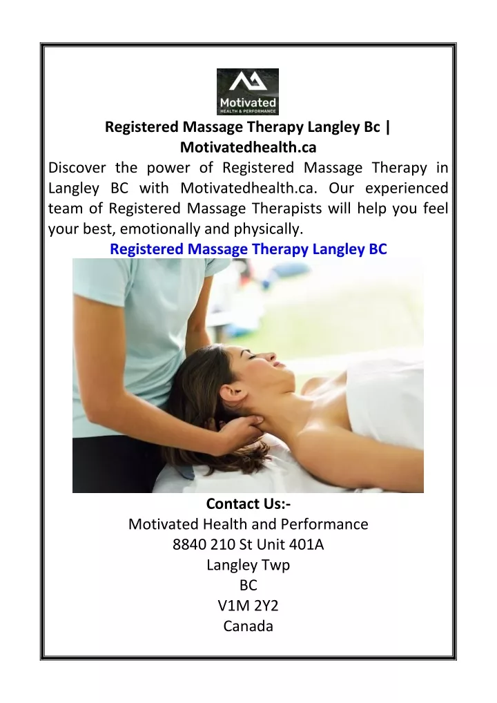 registered massage therapy langley