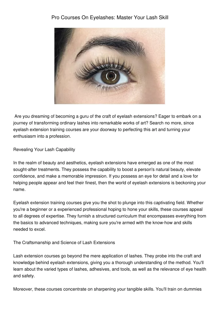 pro courses on eyelashes master your lash skill