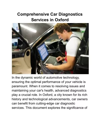 comprehensive car diagnostics services in oxford