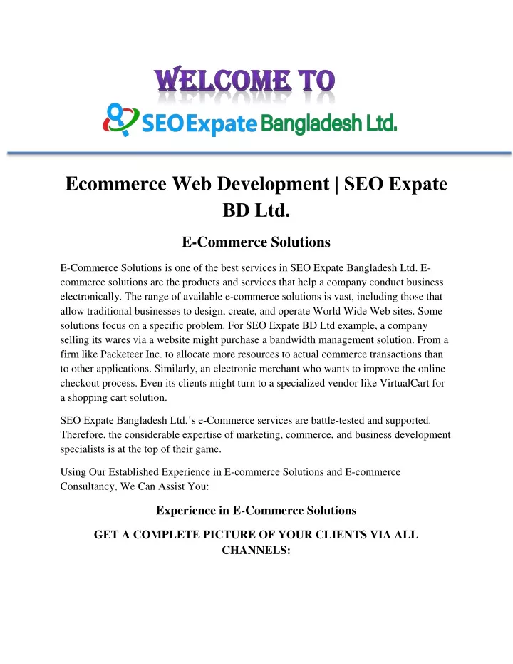 ecommerce web development seo expate bd ltd