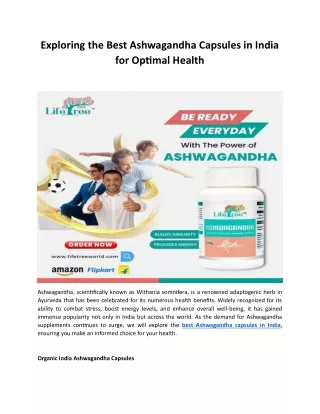 Exploring the Best Ashwagandha Capsules in India for Optimal Health