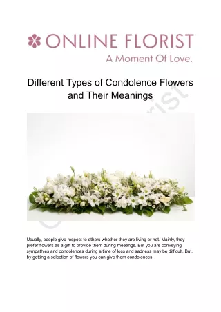 Different Types of Condolence Flowers and Their Meanings