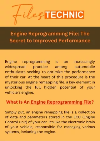 Engine Reprogramming File The Secret to Improved Performance