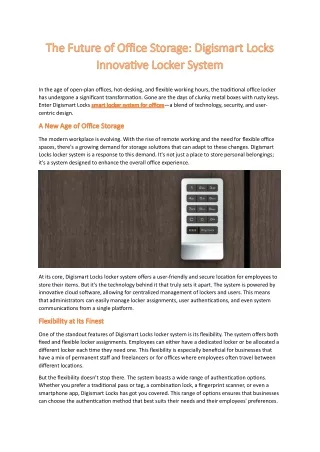 The Future of Office Storage Digismart Locks Innovative Locker System