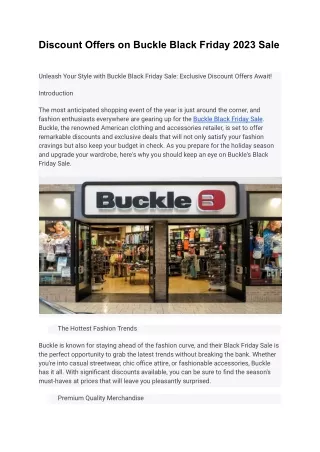 Discount Offers on Buckle Black Friday 2023 Sale