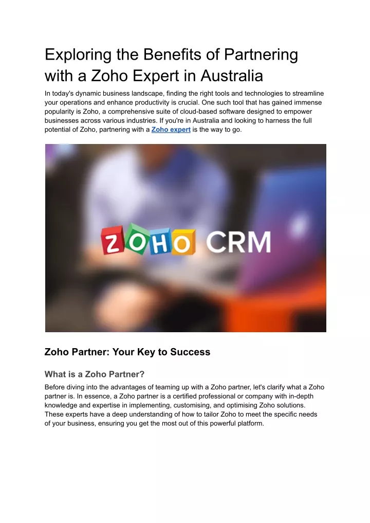 exploring the benefits of partnering with a zoho