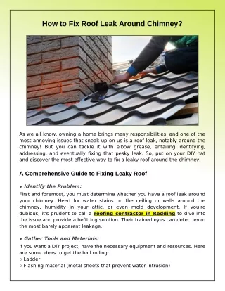 Quick Fix for Chimney Roof Leaks
