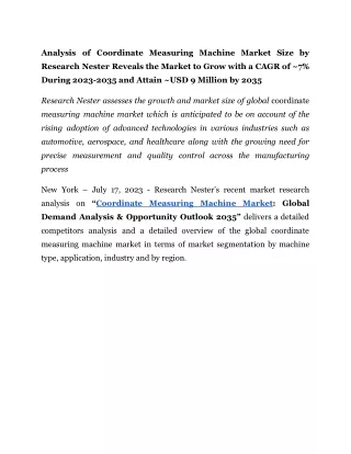 analysis of coordinate measuring machine market