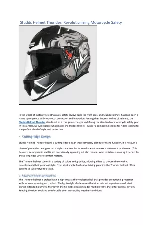 studds helmet thunder revolutionizing motorcycle