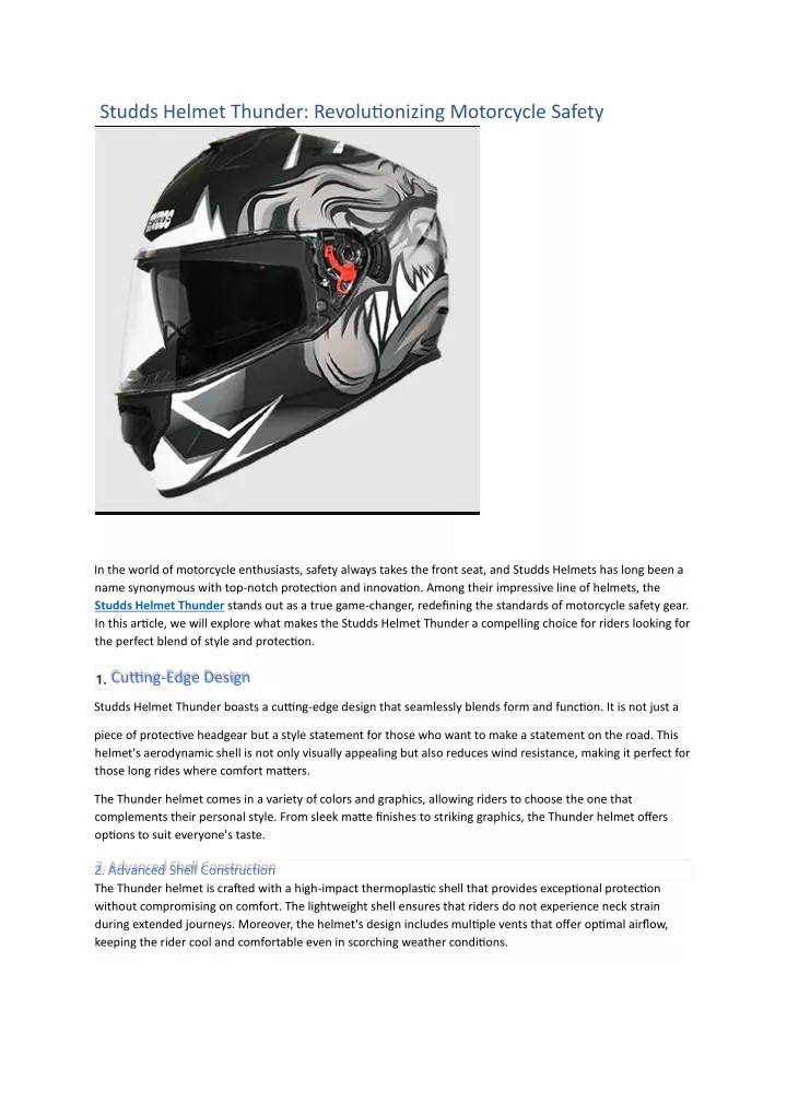 studds helmet thunder revolutionizing motorcycle