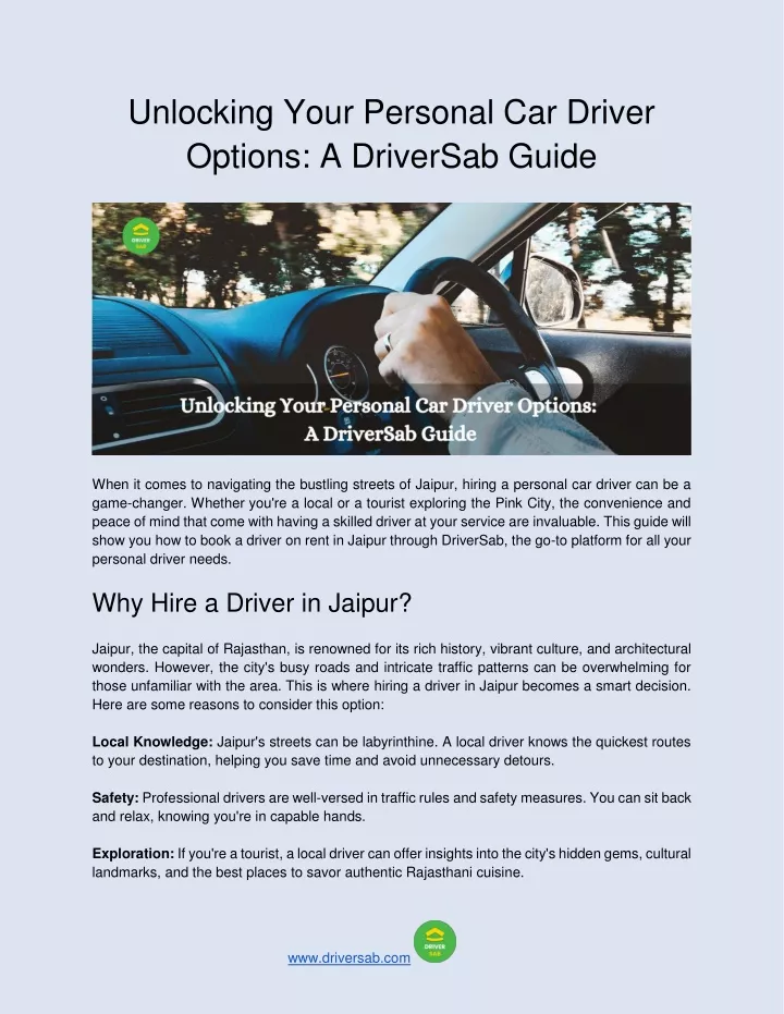 unlocking your personal car driver options