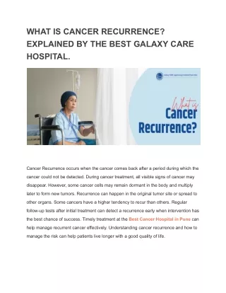 WHAT IS CANCER RECURRENCE EXPLAINED BY THE BEST GALAXY CARE HOSPITAL