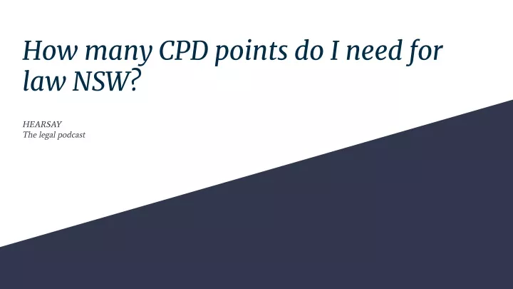 how many cpd points do i need for law nsw