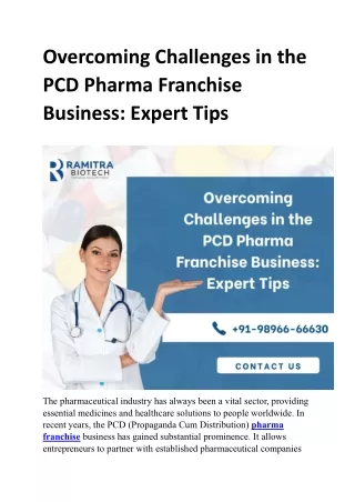 Overcoming Challenges in the PCD Pharma Franchise Business:Expert Tips