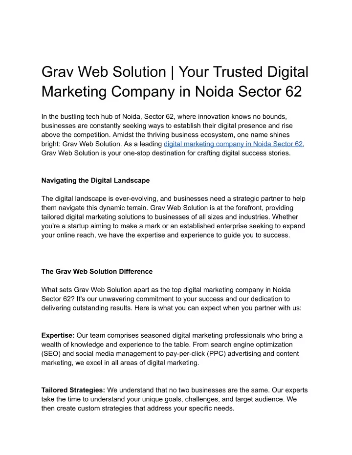grav web solution your trusted digital marketing